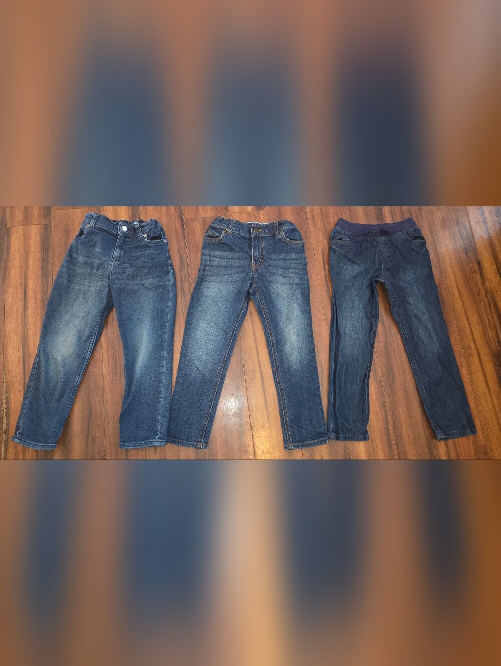 (3) Pairs Carter's Kids Boys Blue Denim Jeans Classic Straight Fit Adjustable